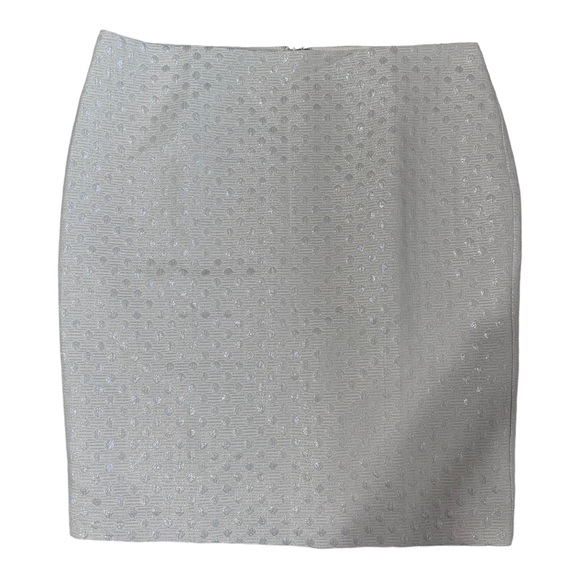 Ann Taylor Dresses & Skirts - NWT Ann Taylor Pencil Skirt Size 14 White and Silver Metallic Polka Dot